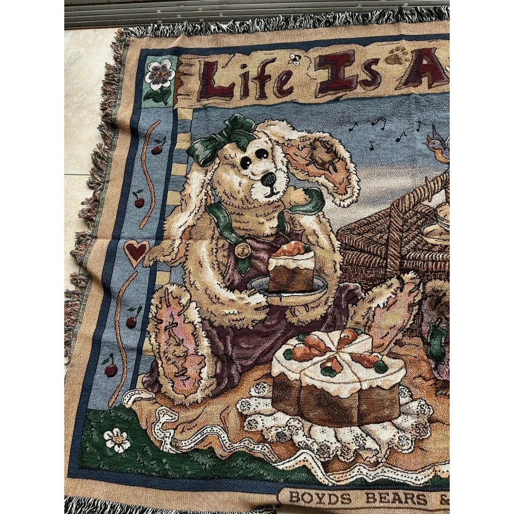 Boyds Bears and Friends Throw Blanket Woven Life is a Picnic 68